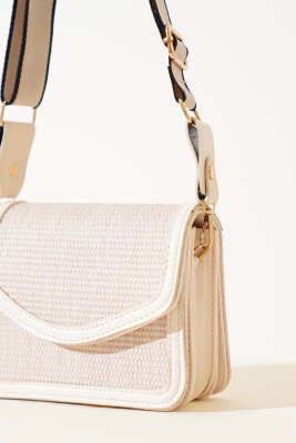 Hasır Kare Kol Çantası Krem - Thumbnail