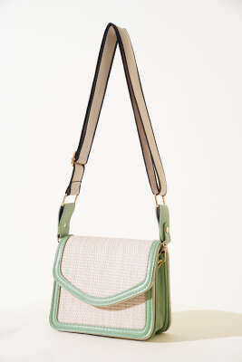 Hasır Kare Kol Çantası Çağla Yeşili - Thumbnail