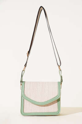 Hasır Kare Kol Çantası Çağla Yeşili - Thumbnail