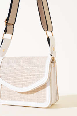 Hasır Kare Kol Çantası Beyaz - Thumbnail