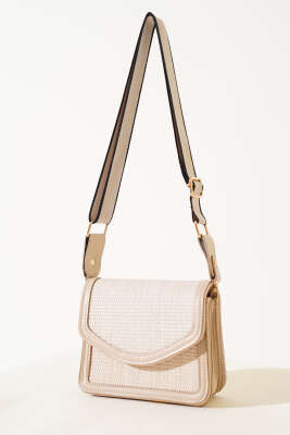 Hasır Kare Kol Çantası Bej - Thumbnail