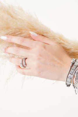 Yılan Taşlı Yüzük Gümüş - Thumbnail