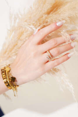 Yılan Taşlı Yüzük Gold - Thumbnail