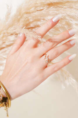 Yıldız Taşlı Yüzük Gold - Thumbnail