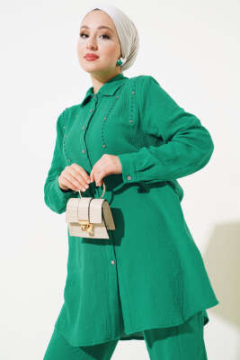 Sarkıt Taş Detaylı İkili Takım Yeşil - Thumbnail