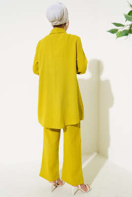 Sarkıt Taş Detaylı İkili Takım Yağ Yeşili - Thumbnail