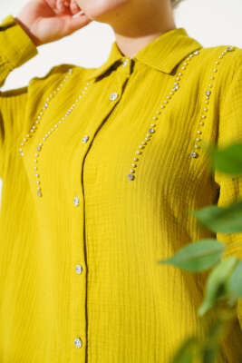 Sarkıt Taş Detaylı İkili Takım Yağ Yeşili - Thumbnail