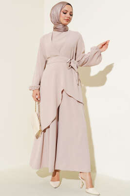 Bel Kuşaklı İkili Takım Bej - Thumbnail