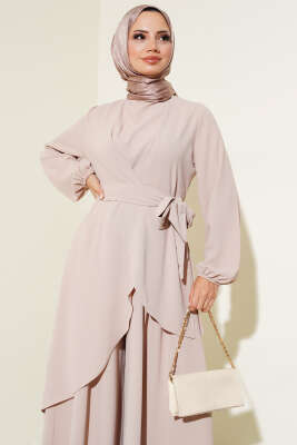 Bel Kuşaklı İkili Takım Bej - Thumbnail