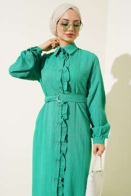 Fırfırlı Boydan Düğmeli Elbise Benetton - Thumbnail