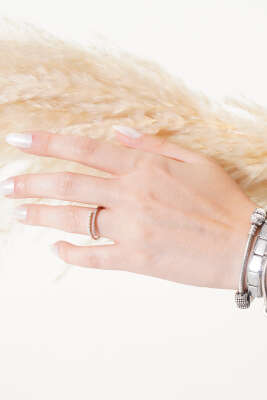 İncili Taşlı Yüzük Gümüş - Thumbnail