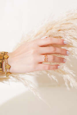 Küçük Taşlı Yüzük Gold - Thumbnail