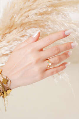 Papatya Model Yüzük Gold - Thumbnail