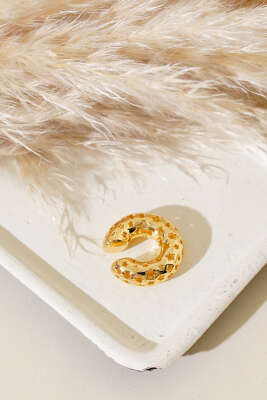 Kıkırdak Yıldız Detaylı Küpe Gold - Thumbnail