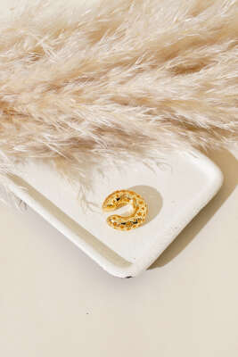 Kıkırdak Yıldız Detaylı Küpe Gold - Thumbnail