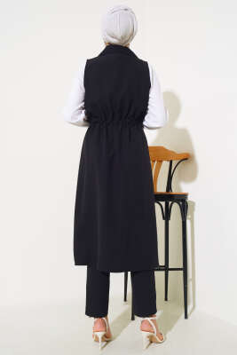 Bel Tünelli Yelekli Dabıl İkili Takım Siyah - Thumbnail