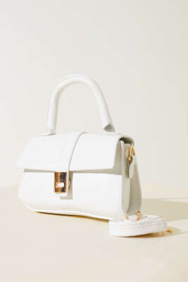 Pazarium - Mıknatıslı El Çantası Beyaz