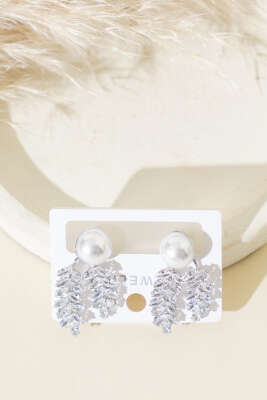 İncili Buğday Küpe Gümüş - Thumbnail