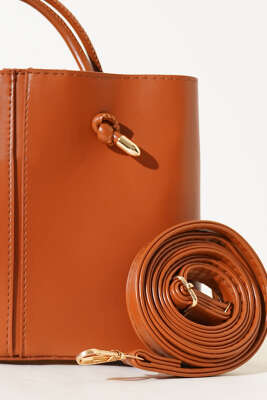 Dikiş Detaylı Kadın El Çantası Taba - Thumbnail