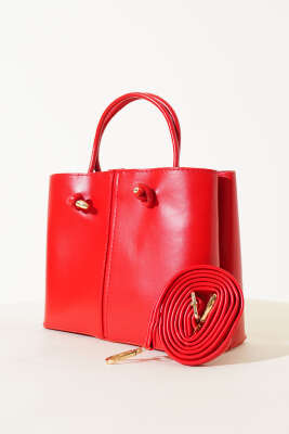 Dikiş Detaylı Kadın El Çantası Kırmızı - Thumbnail