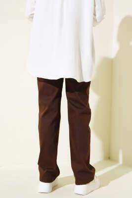 Uzun Salaş Kot Pantolon Kahve - Thumbnail