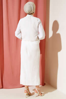 Keten İp Bağlamalı Yelek Bej - Thumbnail