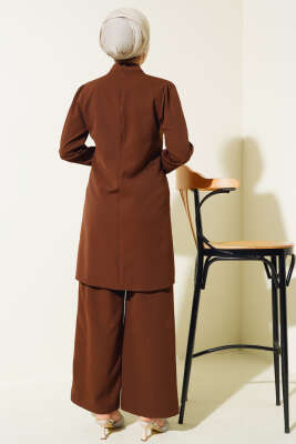 Önü İncili İkili Takım Kahve - Thumbnail