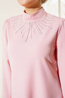 Önü İncili İkili Takım Gül Kurusu - Thumbnail