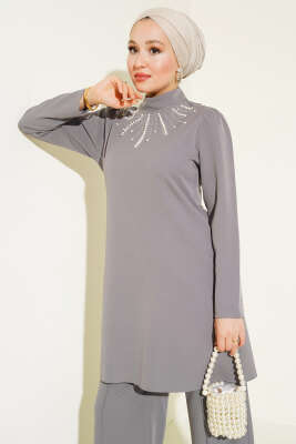 Önü İncili İkili Takım Gri - Thumbnail