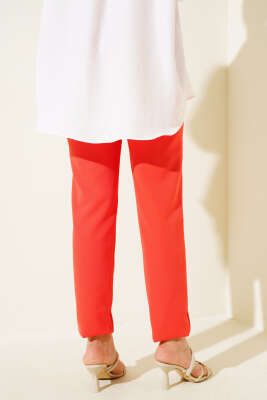 Dar Paça Düğmeli Pantolon Alizarin - Thumbnail