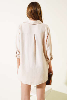 Tek Cepli Salaş Gömlek Bej - Thumbnail