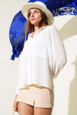 Salaş Şifon Gömlek Beyaz - Thumbnail