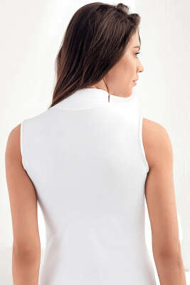 Şahinler Bayan Kolsuz Dik Yaka Body Beyaz - Thumbnail