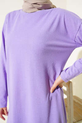 Düz Uzun Kol Tunik Lila - Thumbnail