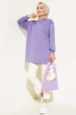 İki İplik Düz Tunik Lila - Thumbnail