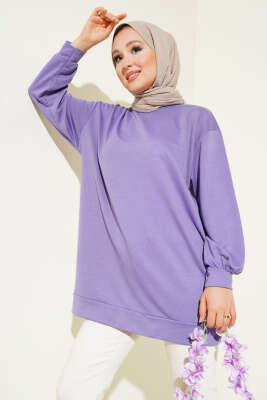 İki İplik Düz Tunik Lila - Thumbnail