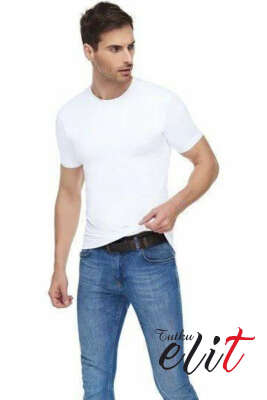 Pazarium - Tutku Elit Elastan Sıfır Yaka Badi Beyaz