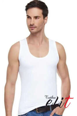 Pazarium - Tutku Elit Modal Elastan Erkek Atlet Beyaz