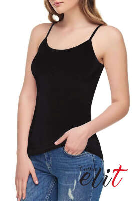 Pazarium - Tutku Elit Bayan Modal Elastan İp Askılı Atlet Siyah