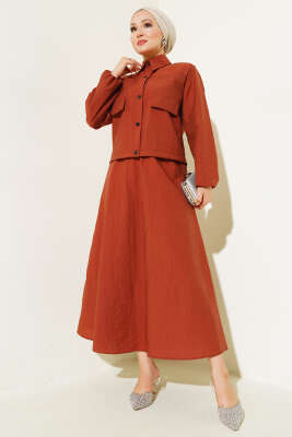 Pazarium - Çıtçıtlı Etekli Paraşüt İkili Takım Kiremit