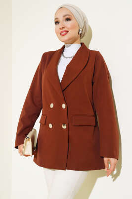 Pazarium - Dört Düğmeli Dabıl Ceket Kahve