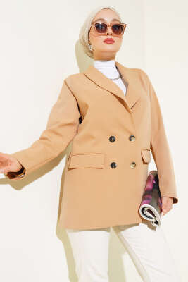 Pazarium - Dört Düğmeli Dabıl Ceket Camel