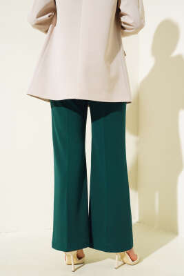 Bol Paça Kemerli Salaş Pantolon Zümrüt - Thumbnail