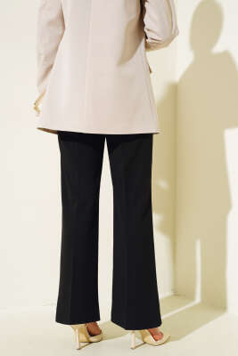 Bol Paça Kemerli Salaş Pantolon Siyah - Thumbnail