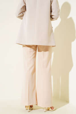 Bol Paça Kemerli Salaş Pantolon Camel - Thumbnail