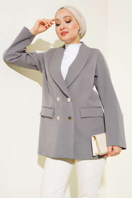 Pazarium - Dört Düğmeli Dabıl Ceket Antrasit