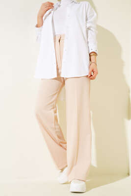 Tek Düğmeli Çift Pileli Pantolon Camel - Thumbnail