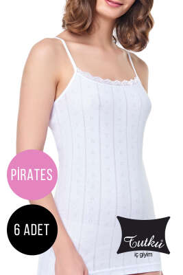 Pazarium - Tutku Jakarlı İp Askılı Bayan 6'lı Atlet Pirates
