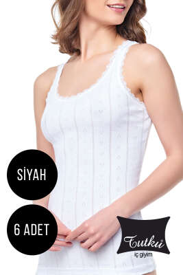 Tutku Jakarlı Geniş Askılı Bayan 6'lı Atlet Siyah - Thumbnail