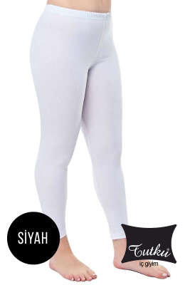 Pazarium - Tutku Bayan Düz Uzun Tayt Siyah